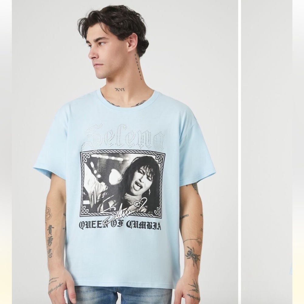 NWT Forever 21 Selena Quintanilla Blue T Shirt Medium & Large Sizes